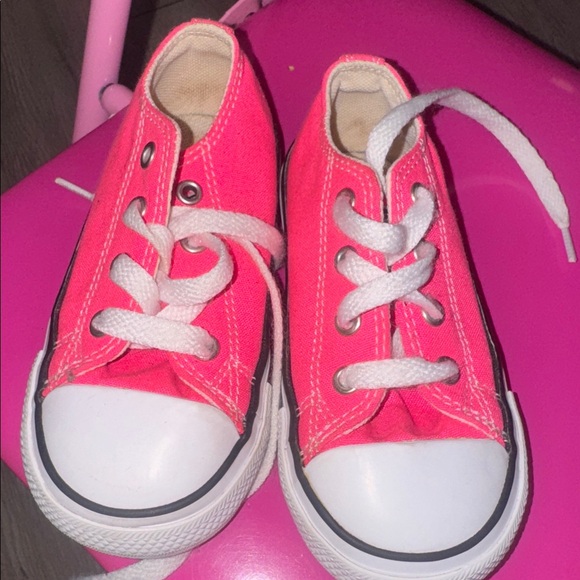Converse Neon Pink Canvas Sneakers with White Accents - Picture 1 of 8